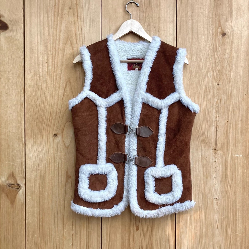 PYPSA Suede Faux Fur Vest Women’s Sz 36, 6 US Medium